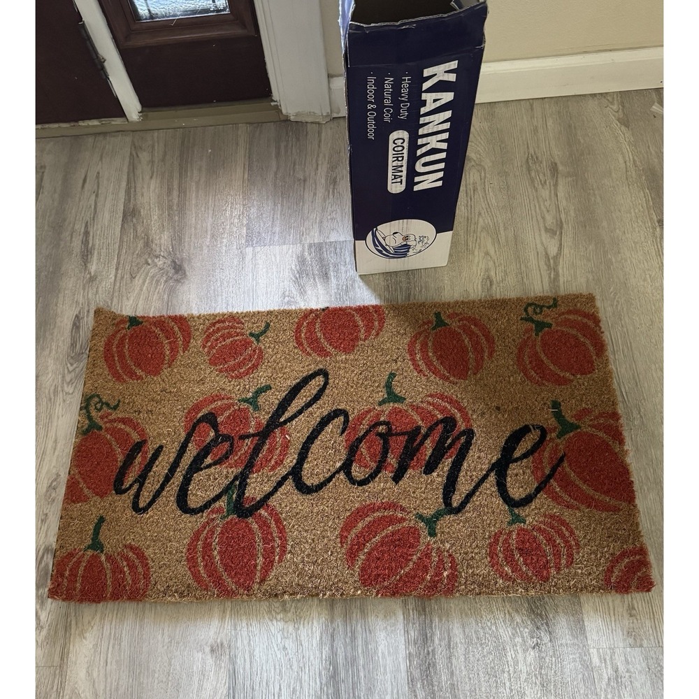 Kankun Halloween Thanksgiving Fall Welcome Door Mat 18 X 27 New